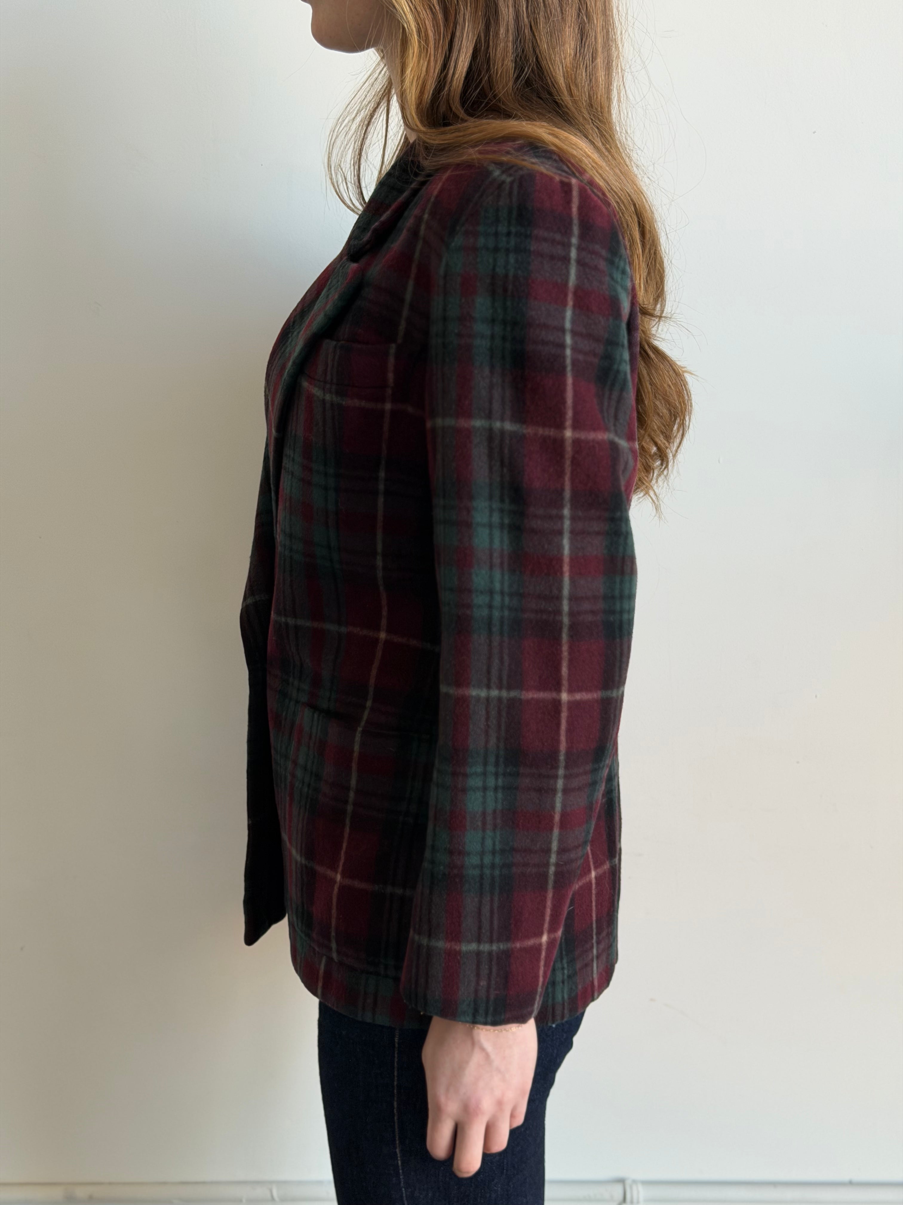 Vintage Italian Plaid Wool Blazer Size M