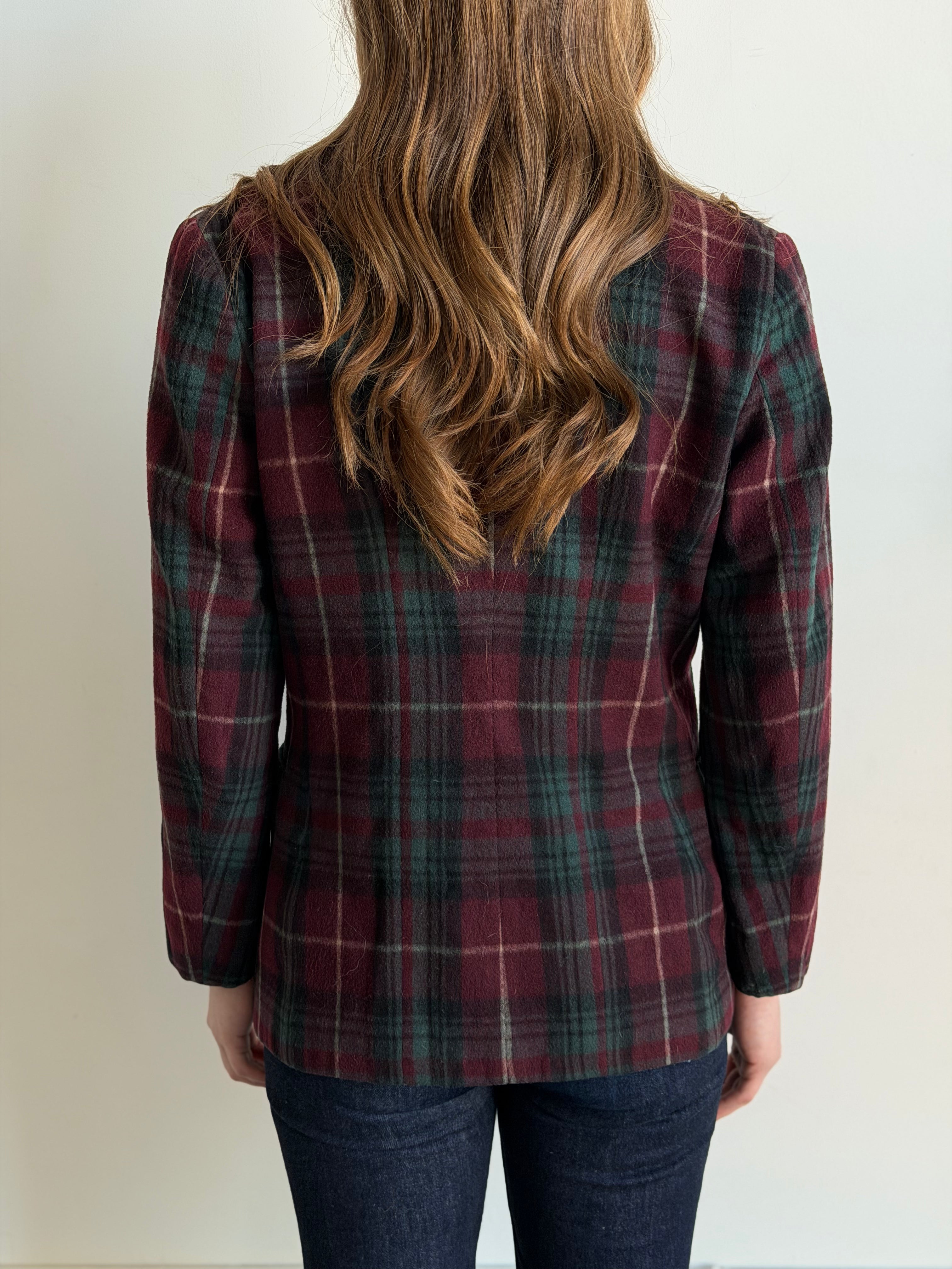 Vintage Italian Plaid Wool Blazer Size M
