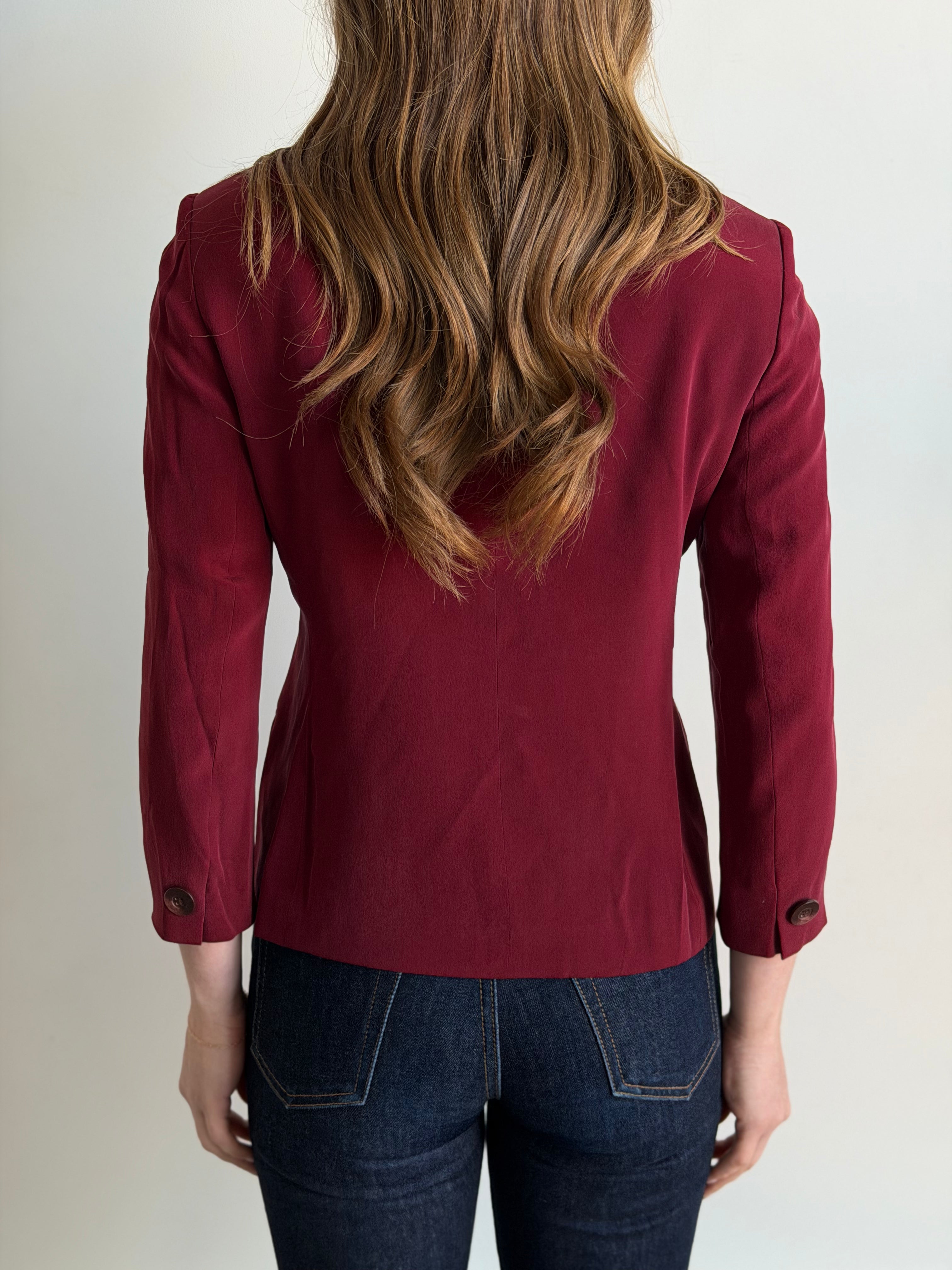 Vintage Red Silk Blazer Size S
