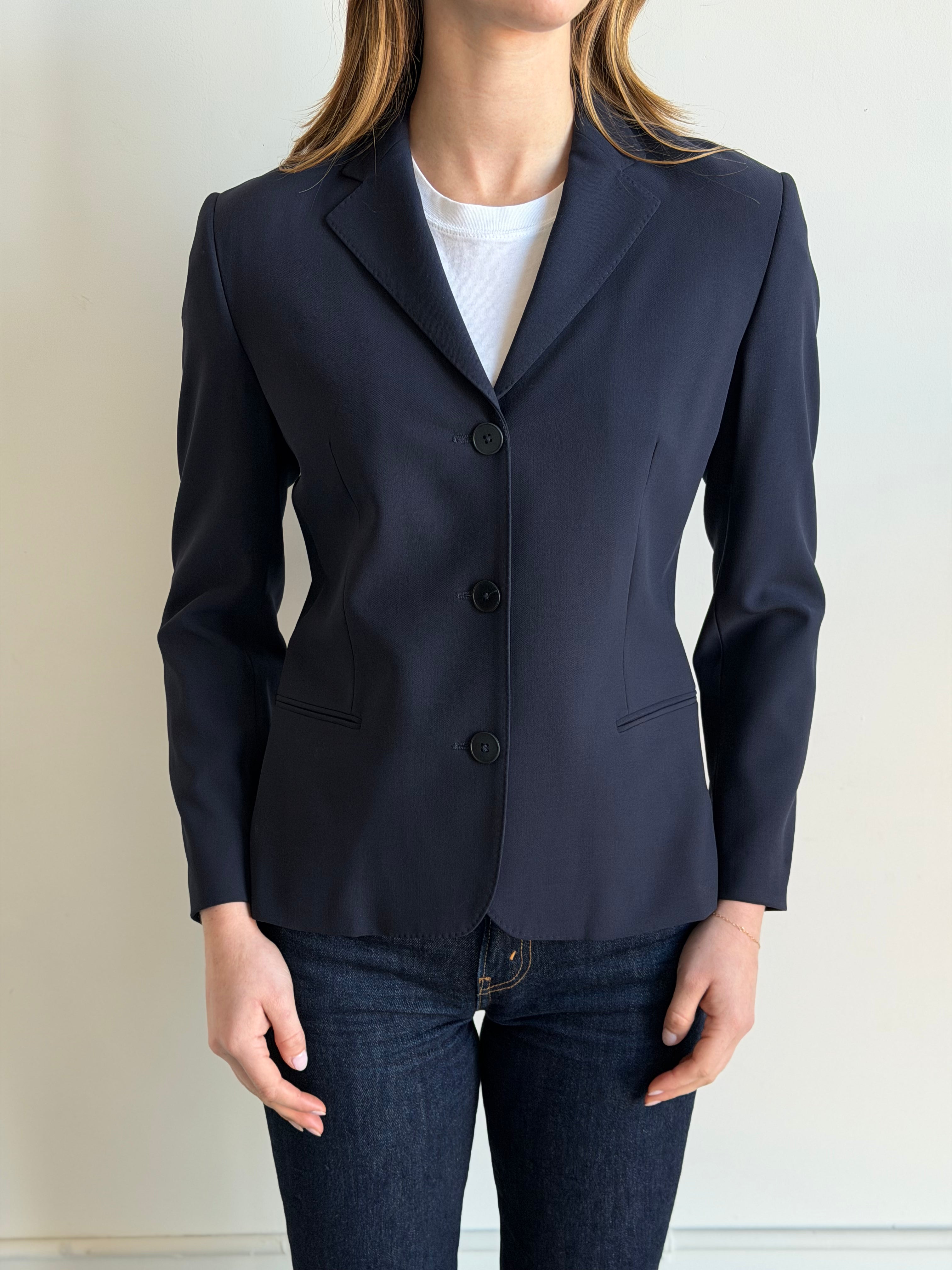 Vintage Ralph Lauren Navy Wool Blend Blazer Size S