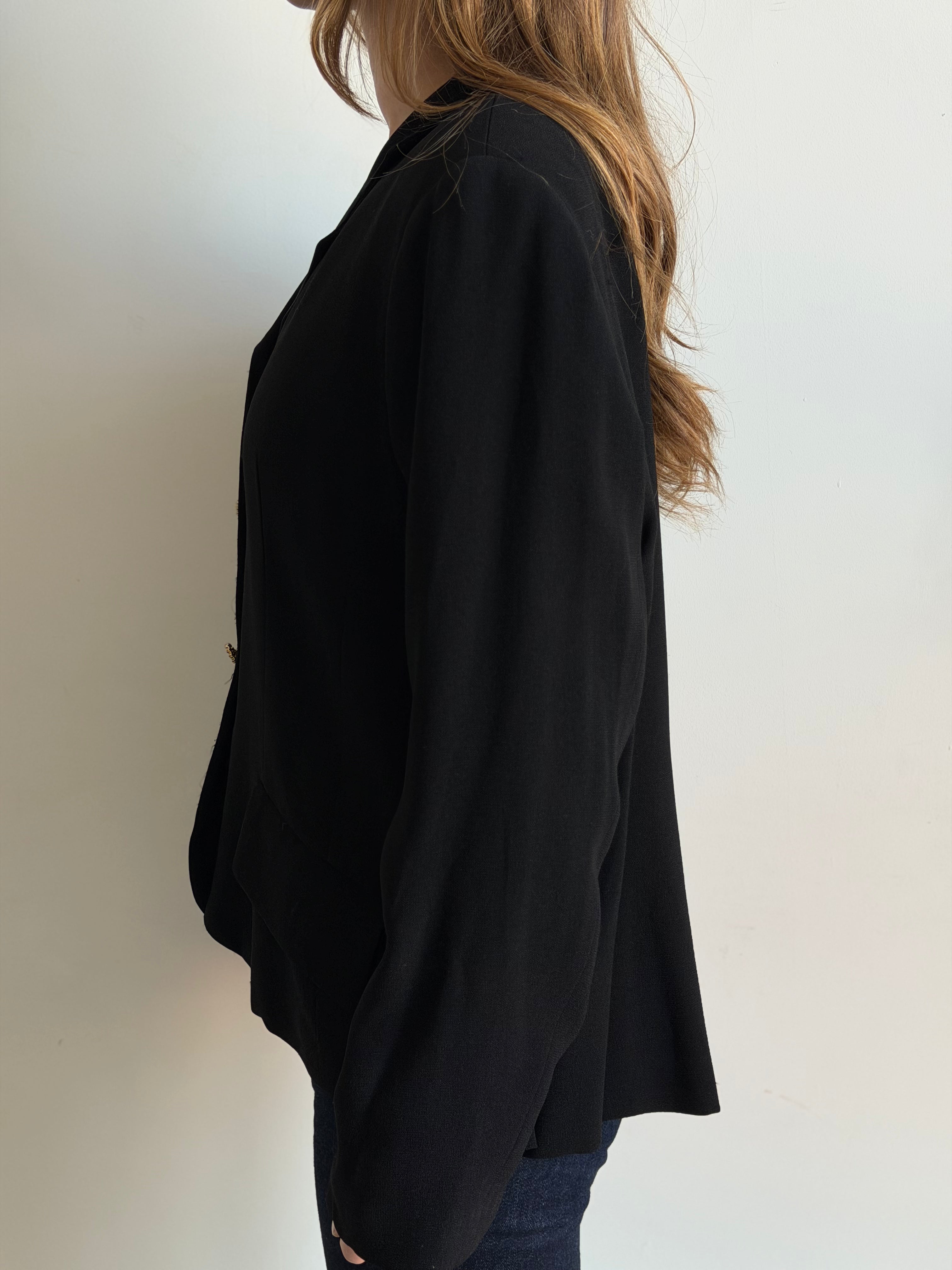 Vintage Black Embellished Button Blazer Size L