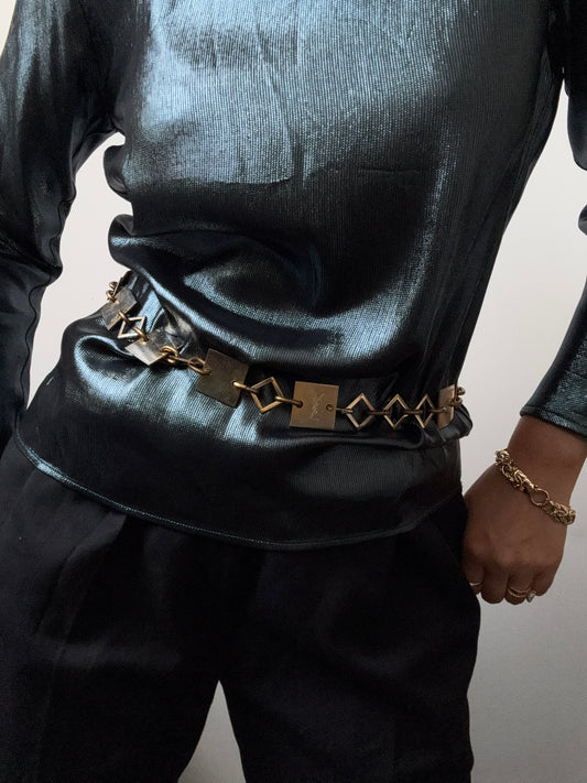 Vintage Yves Saint Laurent Gold-Toned Chain Link Belt Size Small