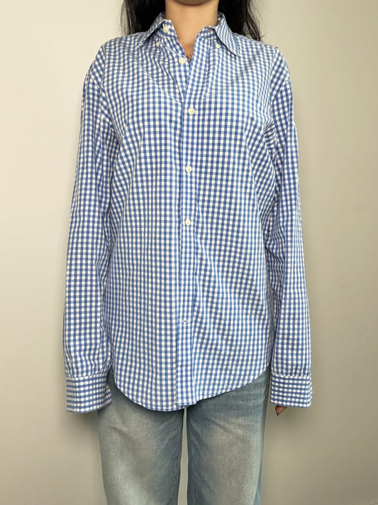 Vintage Blue + White Gingham Button-Up Size Medium