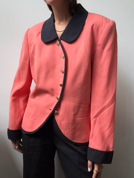 Vintage Coral + Black Blazer Size Medium