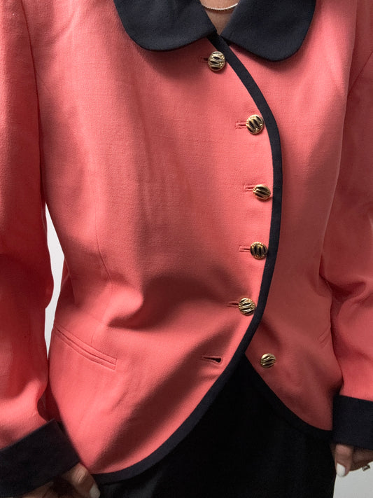 Vintage Coral + Black Blazer Size Medium