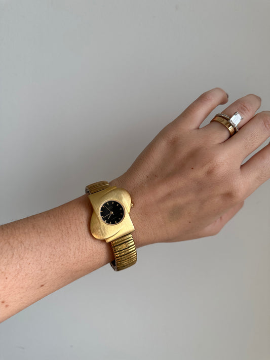 Vintage 80's Stretch Gold Toned Bracelet Watch