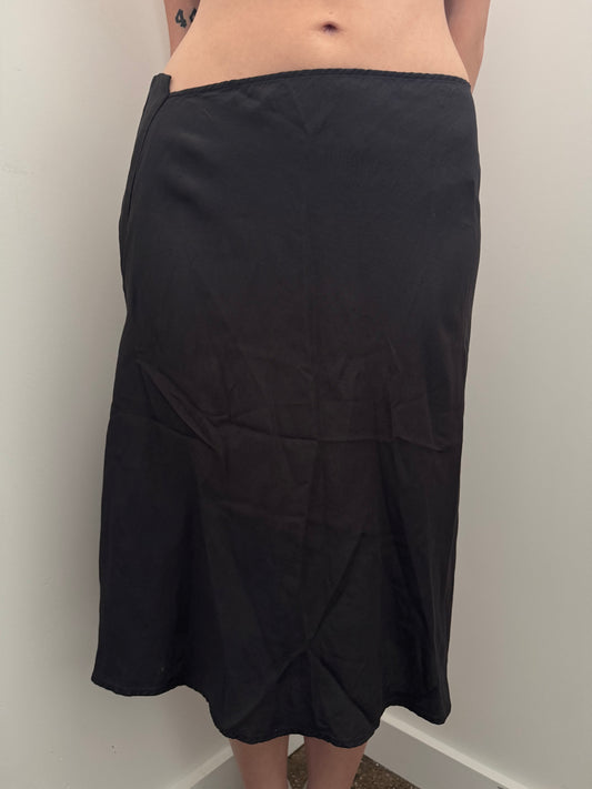 Vintage Jil Sander Silk Black Midi Skirt Size Medium