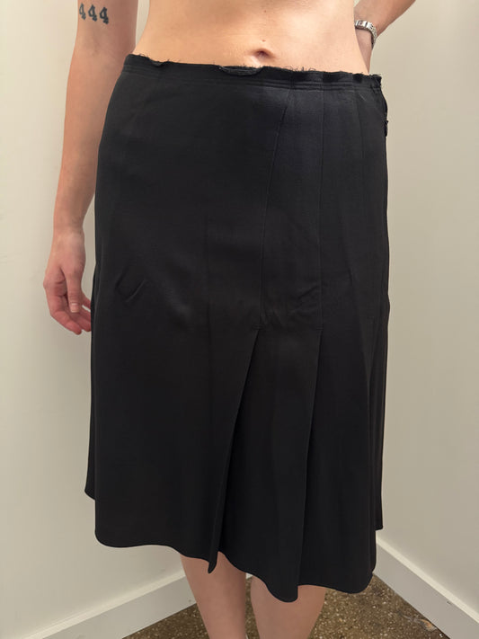 Vintage Prada Black Silk Midi Skirt Size Medium