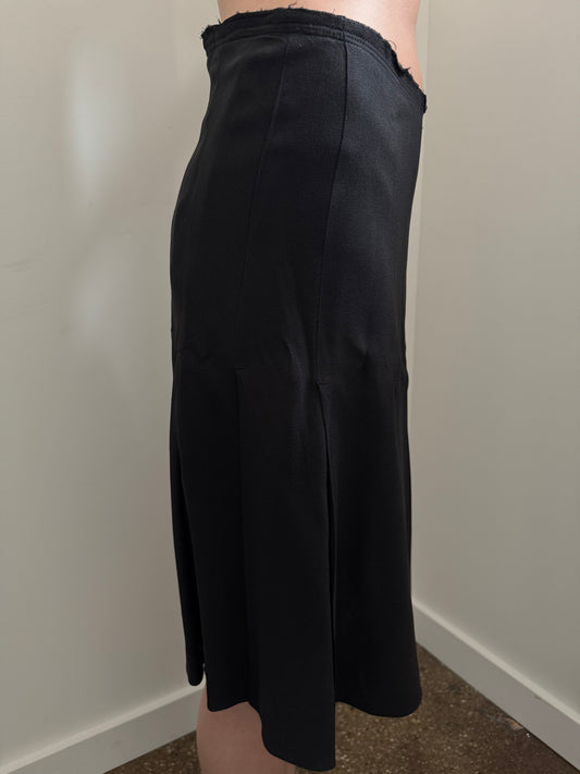 Vintage Prada Black Silk Midi Skirt Size Medium