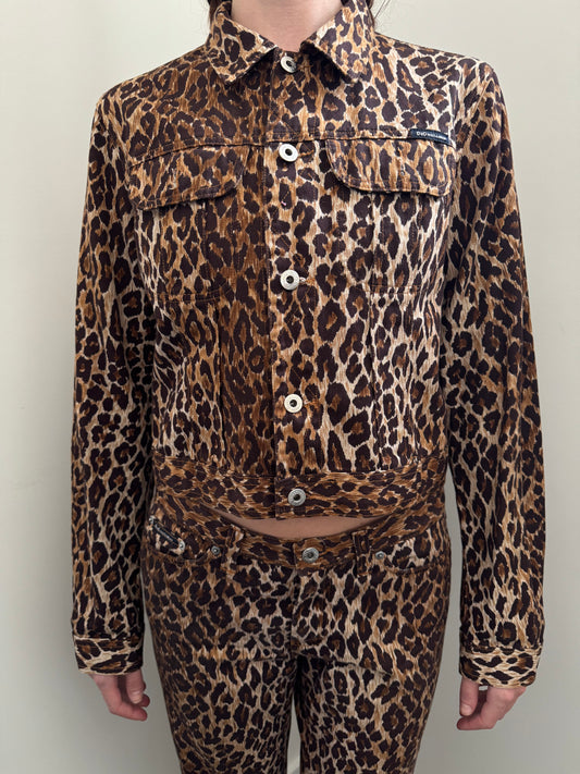 Vintage Dolce & Gabbana Cheetah Print Denim Set Size M