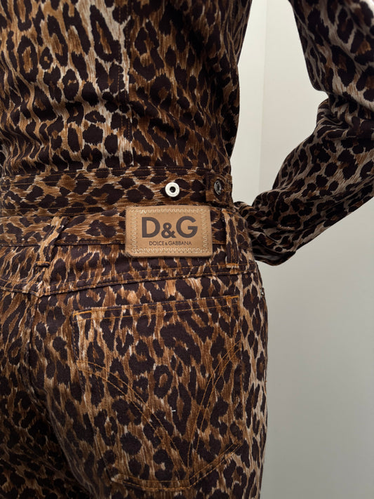 Vintage Dolce & Gabbana Cheetah Print Denim Set Size M