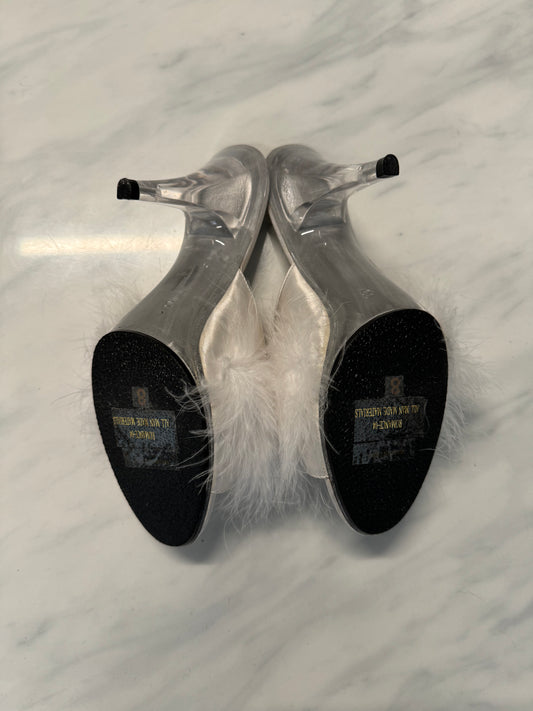 Vintage White Feather Open Toed Heel Size 7.5