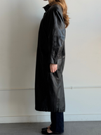 Vintage Black Leather Trench Coat Size M