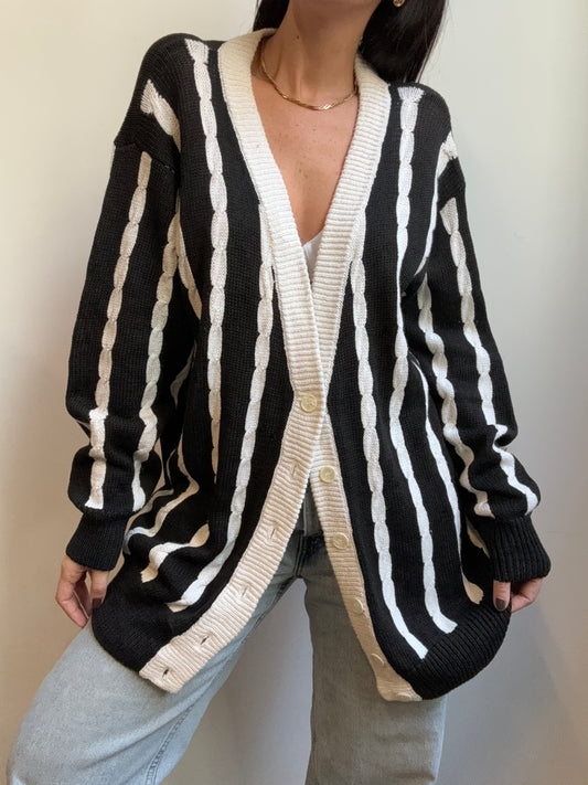 Vintage Black and White Stripped Sweater Size 8