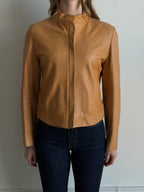 Vintage Caramel Leather Zip Jacket Size S