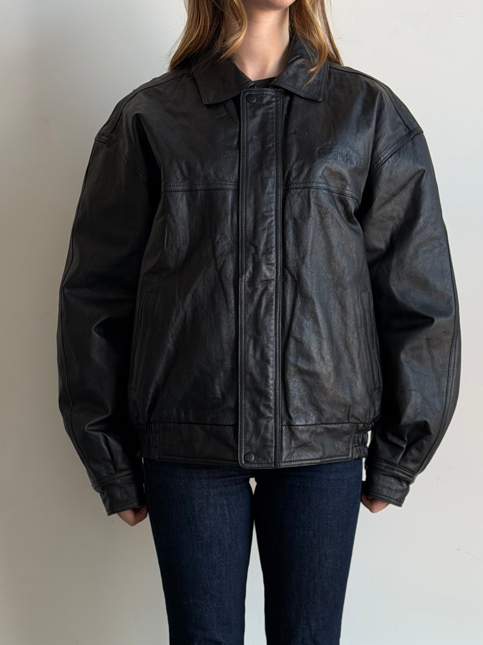 Vintage USA Made Black Leather Jacket Size L