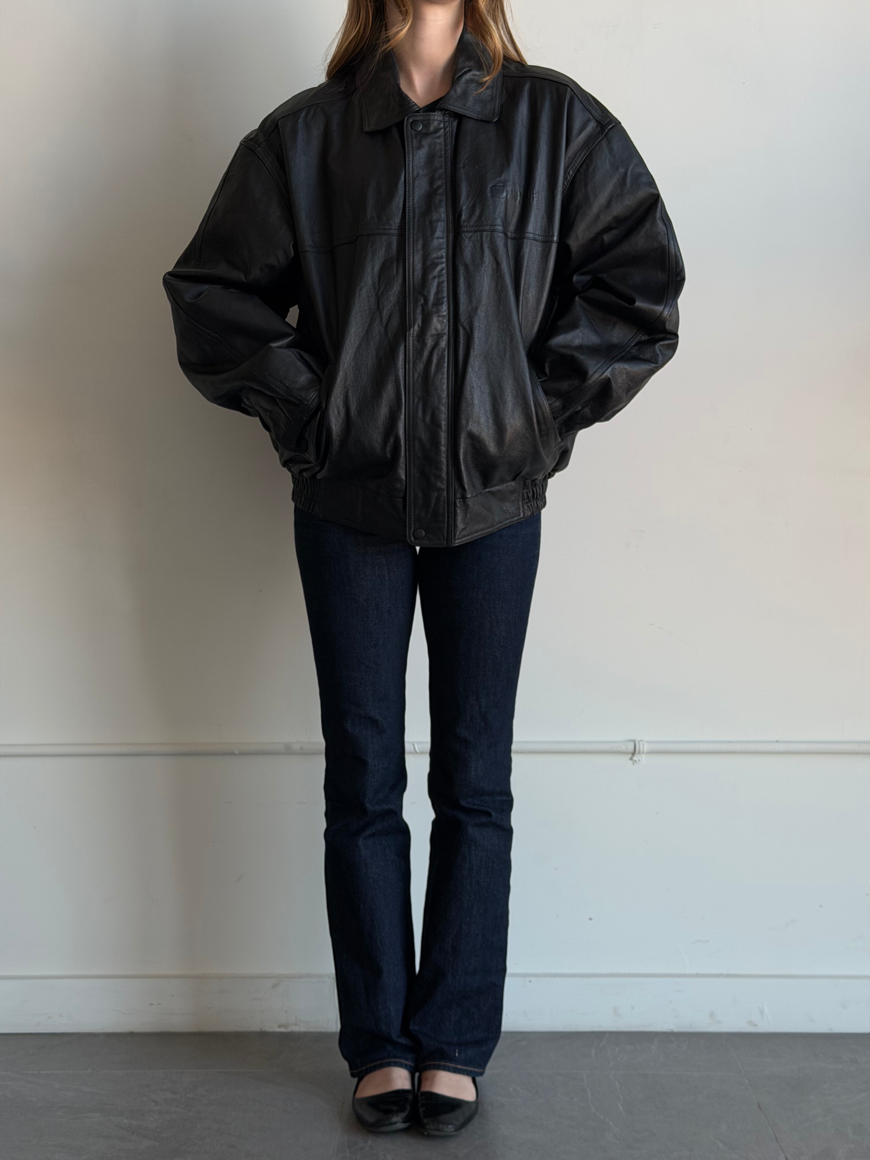 Vintage USA Made Black Leather Jacket Size L