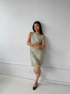 Vintage 1940's Silk Crystal Fringe Dress Size S