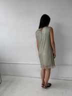 Vintage 1940's Silk Crystal Fringe Dress Size S