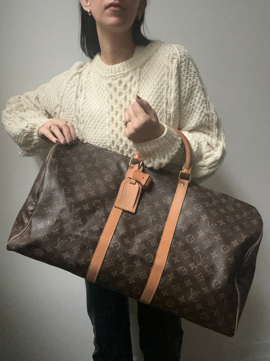 Vintage LV Brown Leather Keepall 45