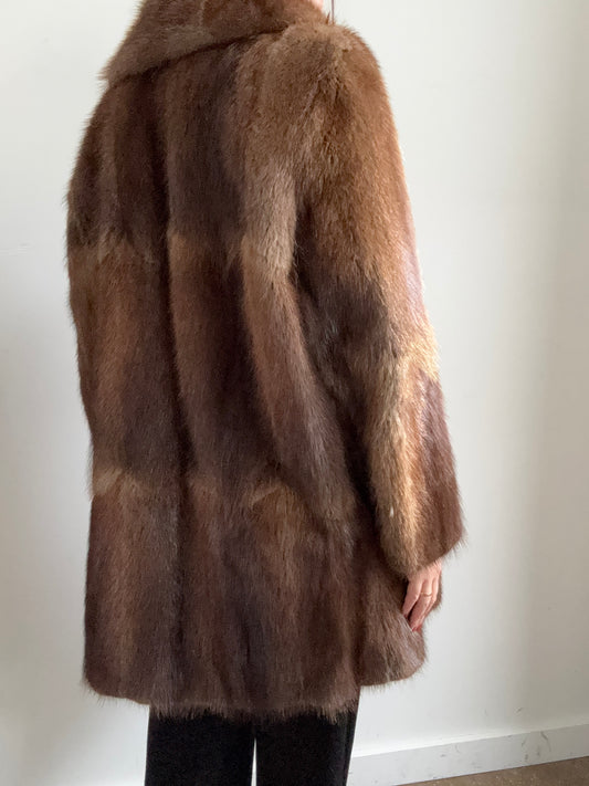 Vintage Brown Mink Coat Size Medium