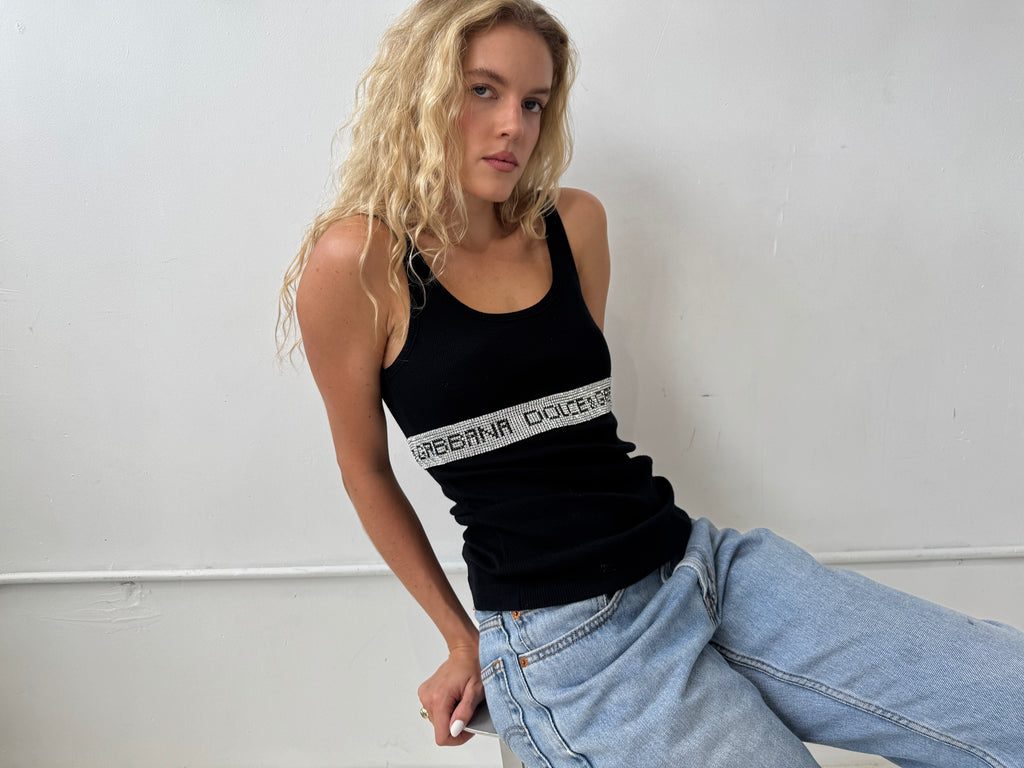 Vintage 2005 Dolce Gabbana Crystal Tank Top Size M