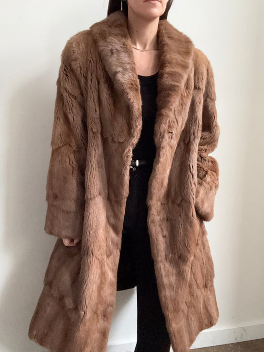 Vintage Light Brown Rabbit Fur Jacket Size Medium