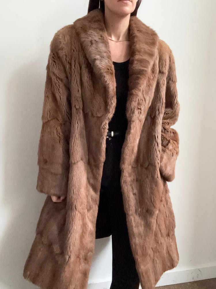 Vintage Light Brown Rabbit Fur Jacket Size Medium