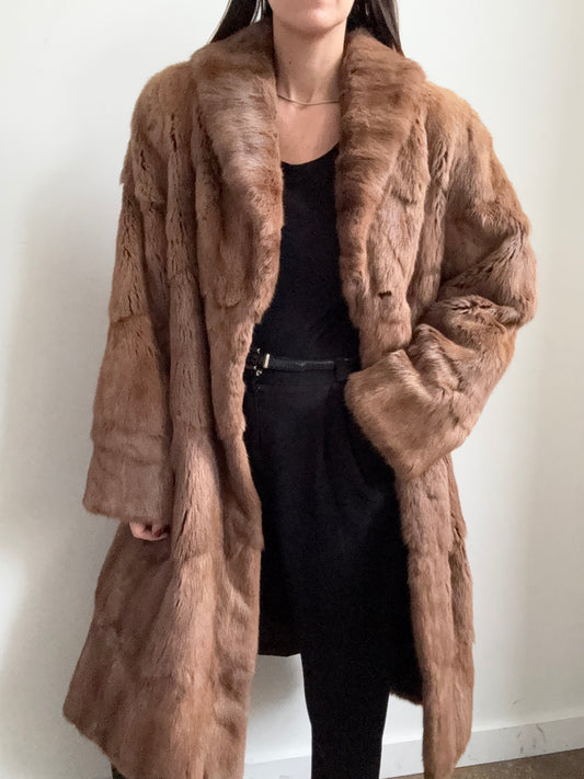 Vintage Light Brown Rabbit Fur Jacket Size Medium
