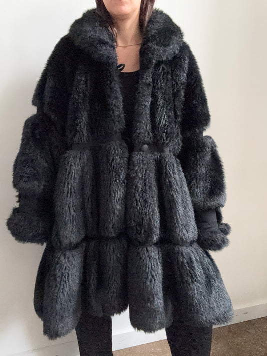 Vintage Faux Fur Black Jacket Size XL