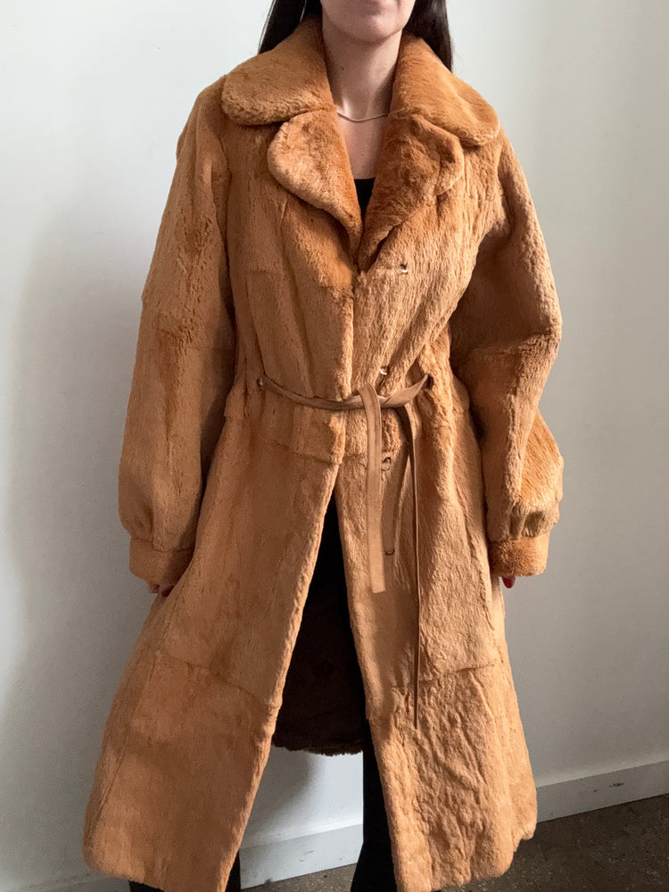 Vintage Rust Rabbit Fur Coat Size Small
