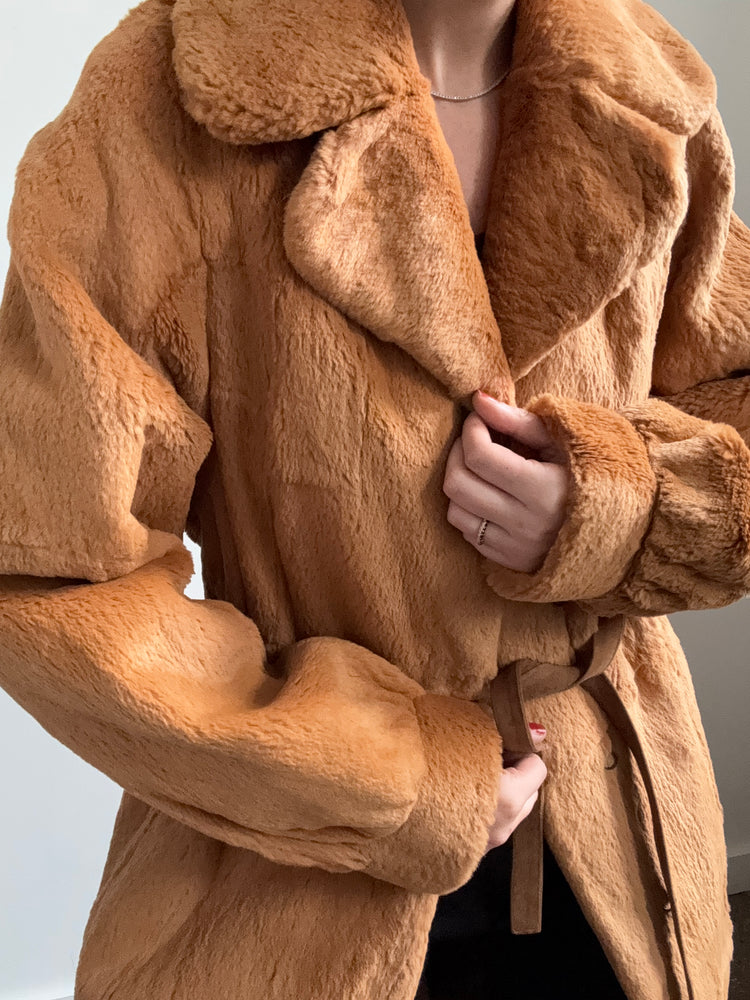 Vintage Rust Rabbit Fur Coat Size Small