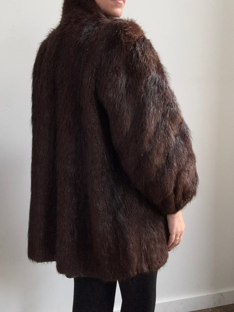Vintage Dark Brown Beaver Jacket Size Medium