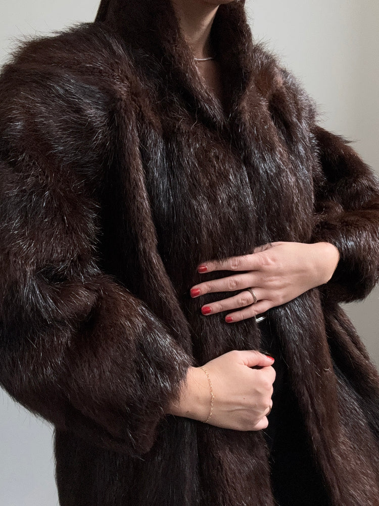 Vintage Dark Brown Beaver Jacket Size Medium