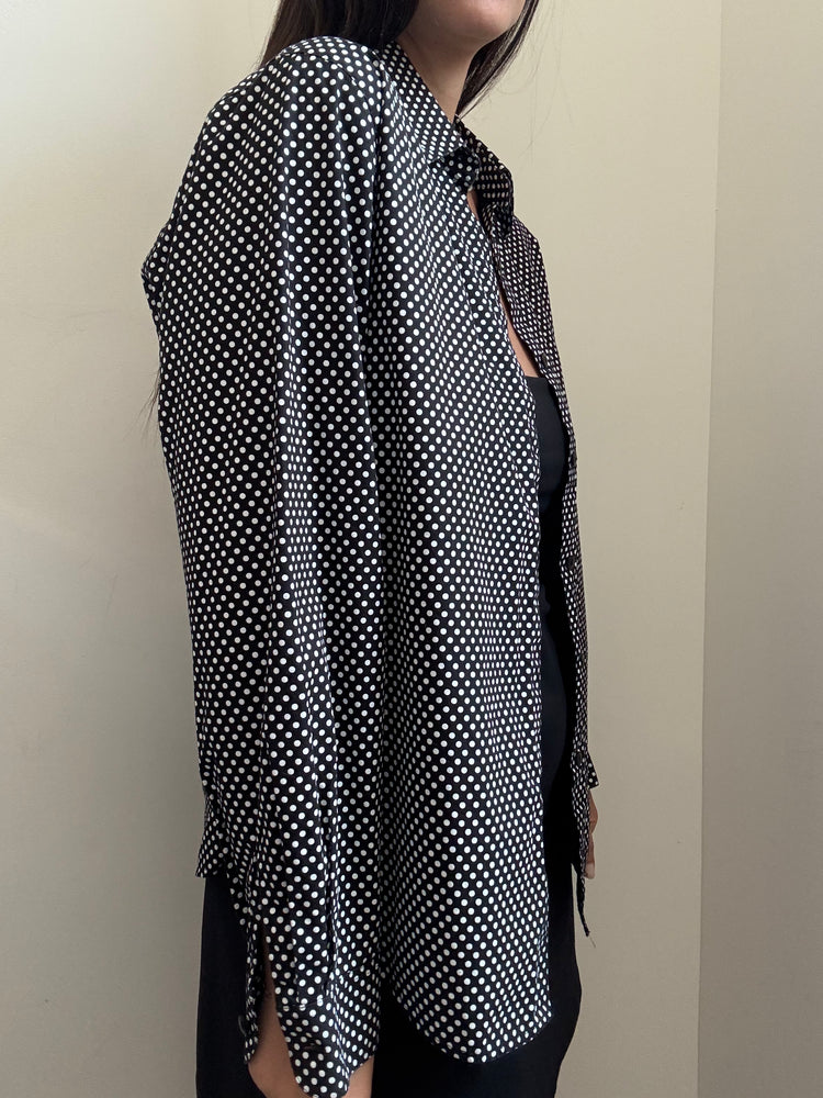 Vintage Black & White Polk-A-Dot Button Down Shirt Size Medium