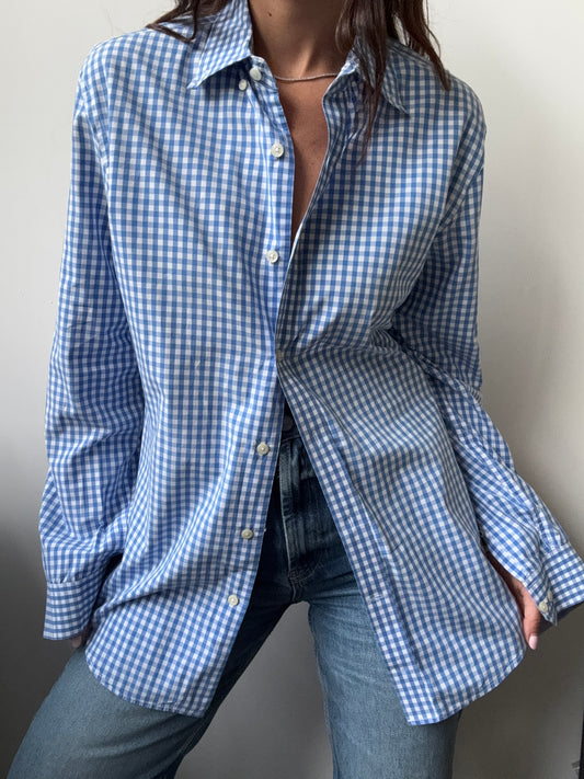 Vintage Blue + White Gingham Button-Down Size Medium