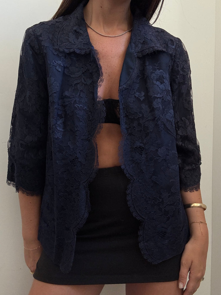 Vintage Bergdorf Goodman Lace 3/4 Jacket Size M