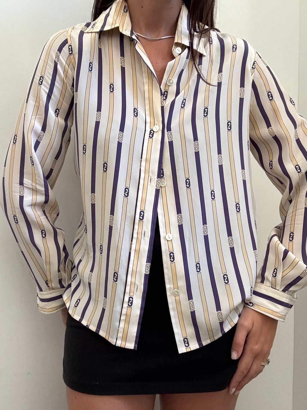 Vintage Ferragamo Silk Button-Down Blouse Size Small