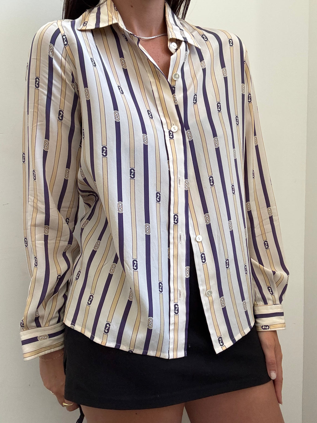 Vintage Ferragamo Silk Button-Down Blouse Size Small