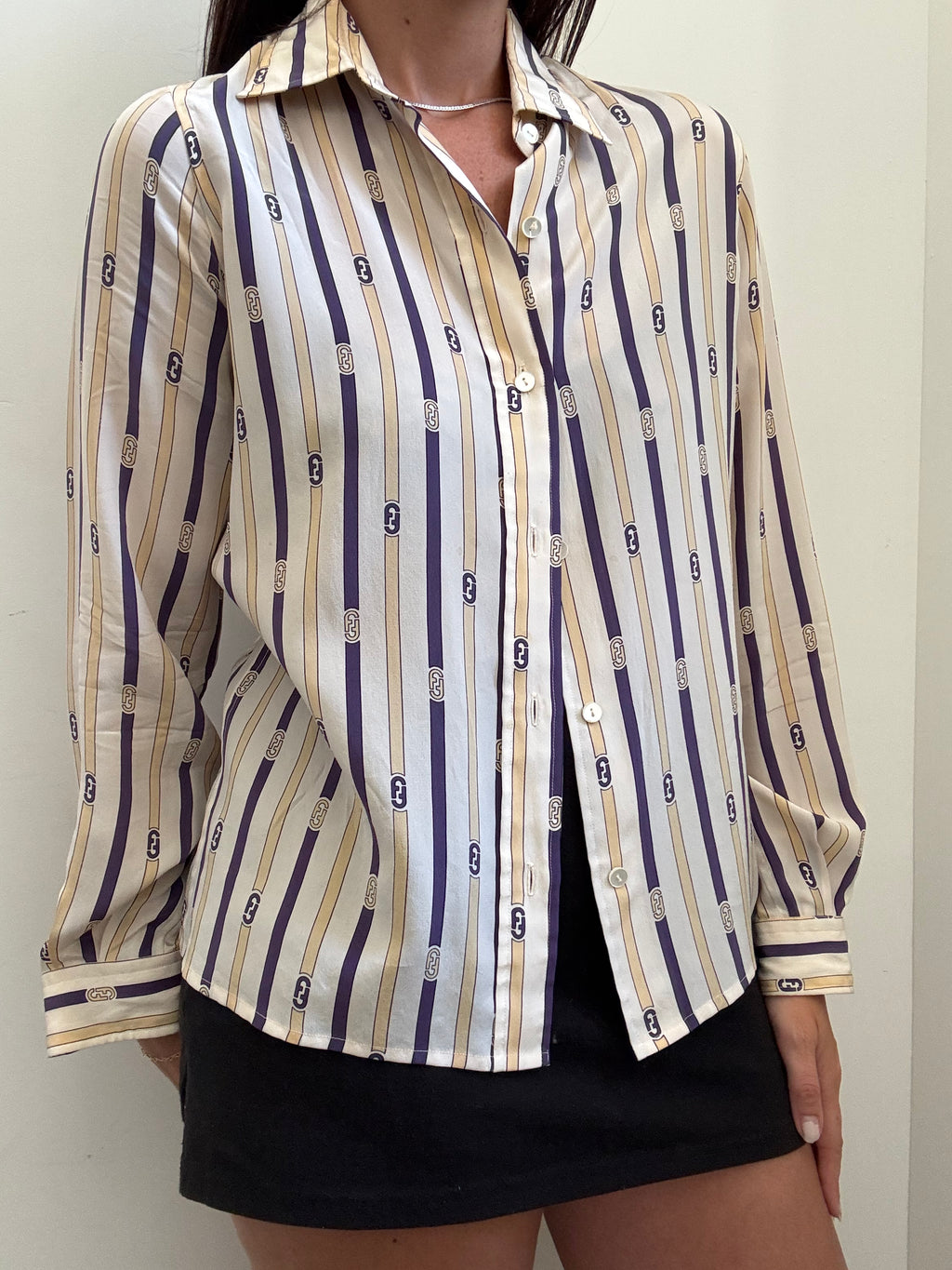 Vintage Ferragamo Silk Button-Down Blouse Size Small