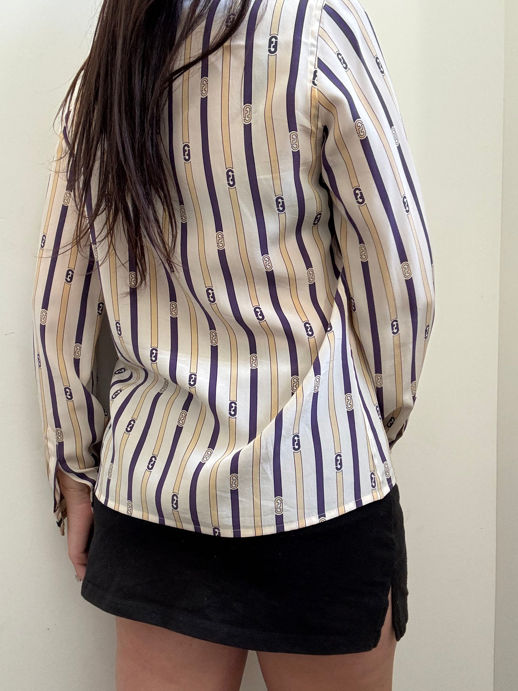 Vintage Ferragamo Silk Button-Down Blouse Size Small