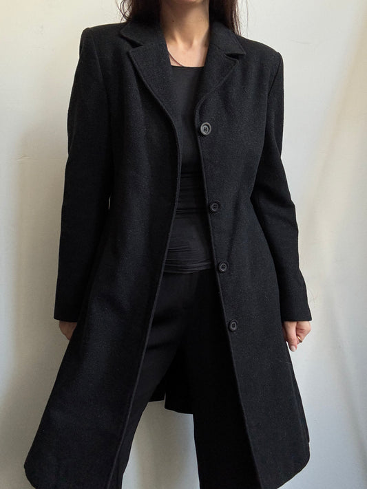 Vintage Dark Grey Wool Blend Midlength Jacket Size Small