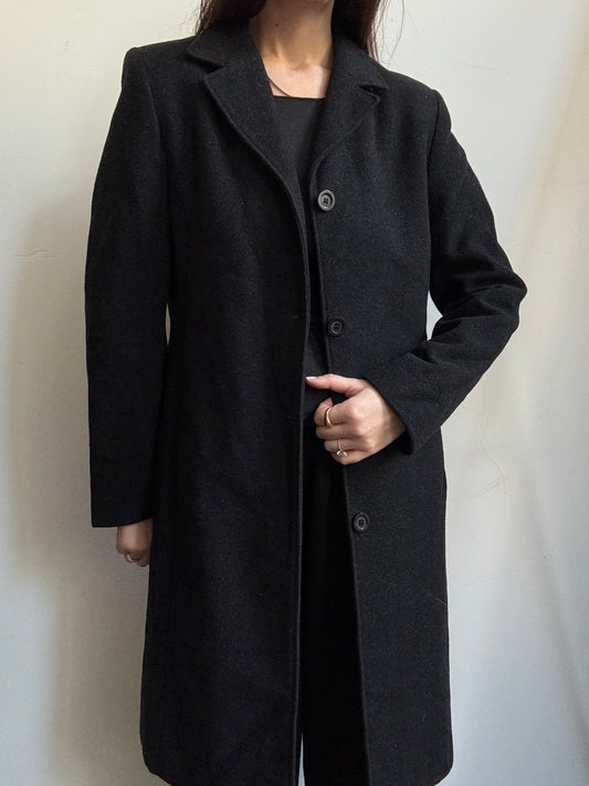 Vintage Dark Grey Wool Blend Midlength Jacket Size Small