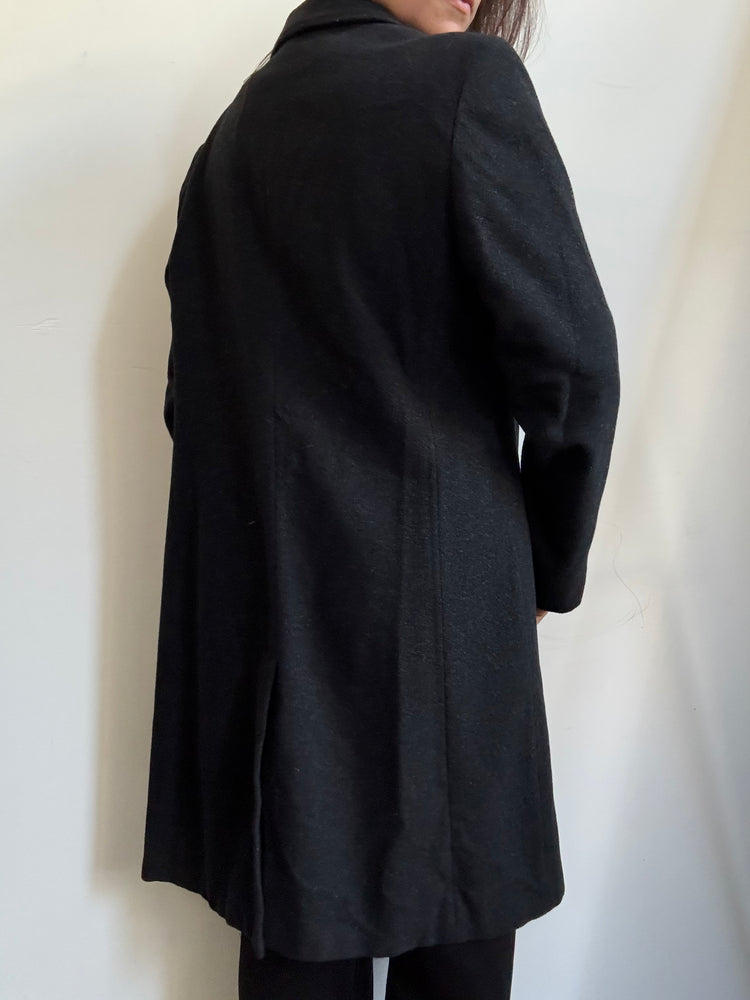 Vintage Dark Grey Wool Blend Midlength Jacket Size Small