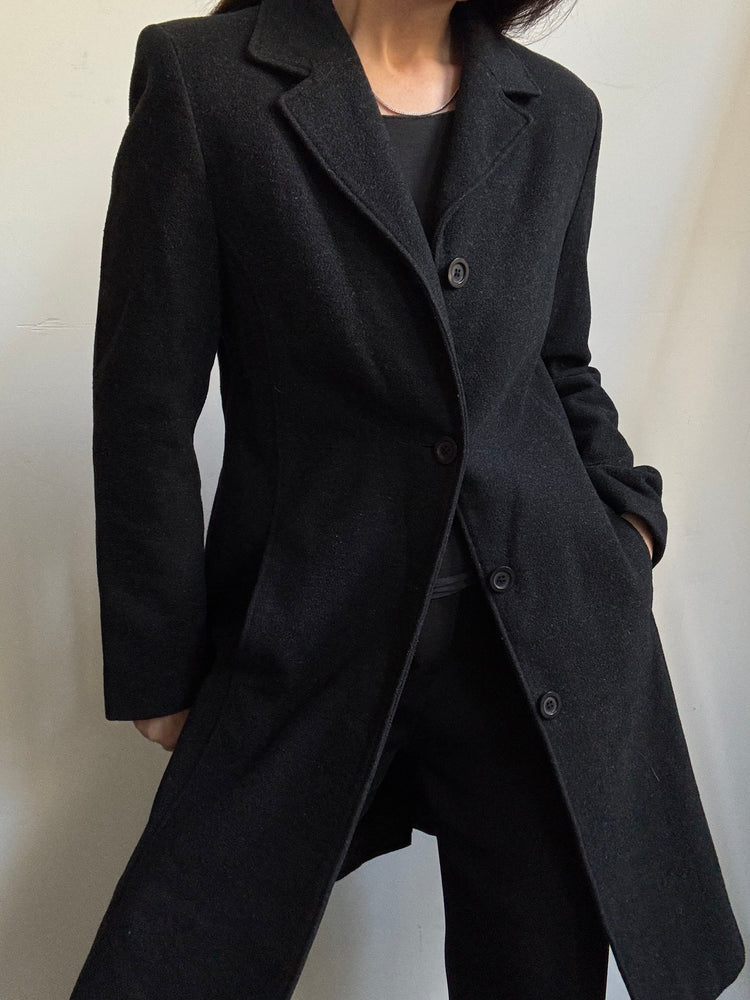 Vintage Dark Grey Wool Blend Midlength Jacket Size Small
