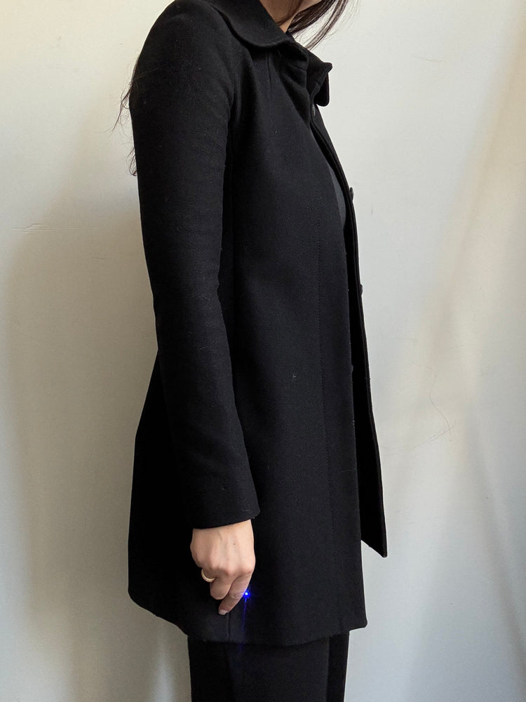 Vintage Italian Black Short Fitted Coat Size X-Small