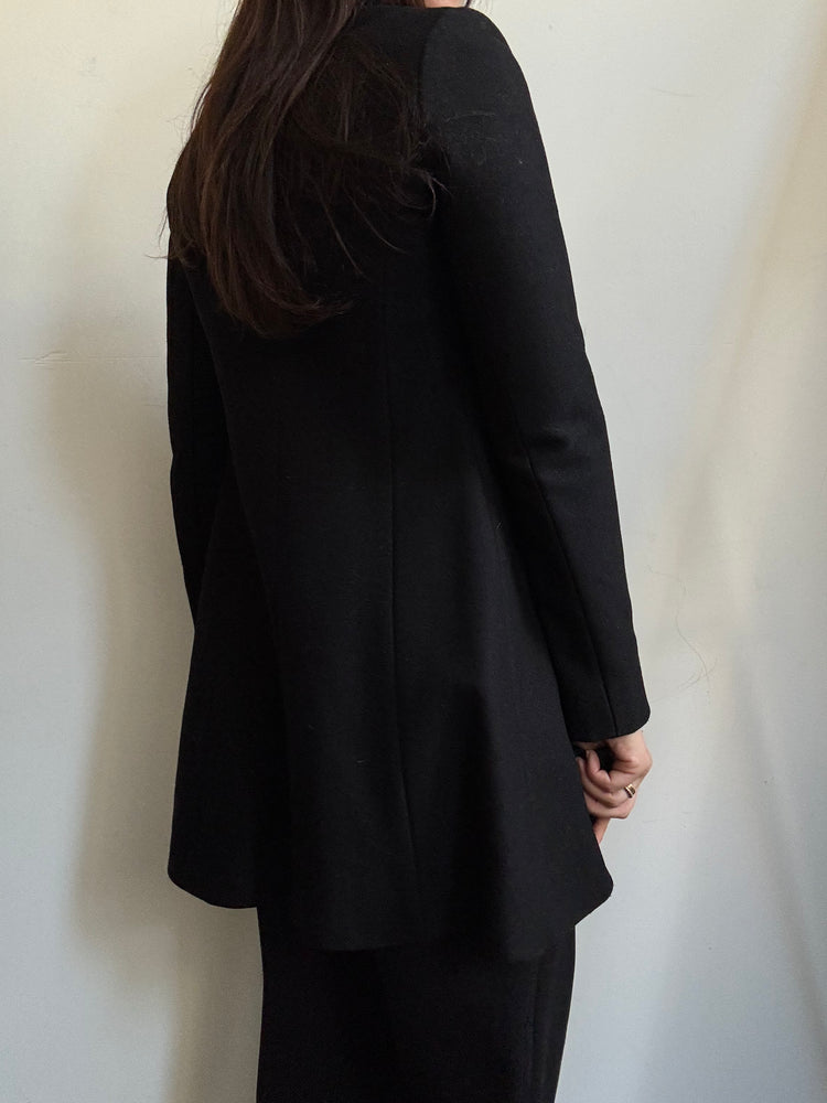 Vintage Italian Black Short Fitted Coat Size X-Small