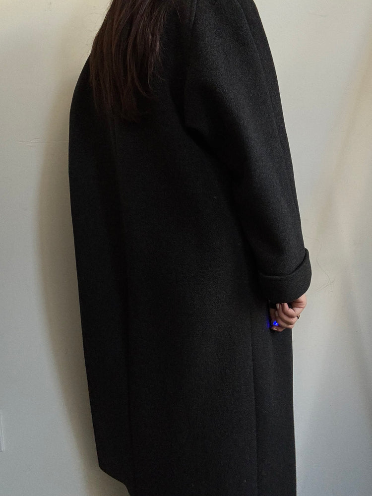 Vintage Grey Wool Blend Thick Coat Size Large