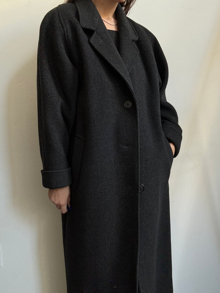 Vintage Grey Wool Blend Thick Coat Size Large
