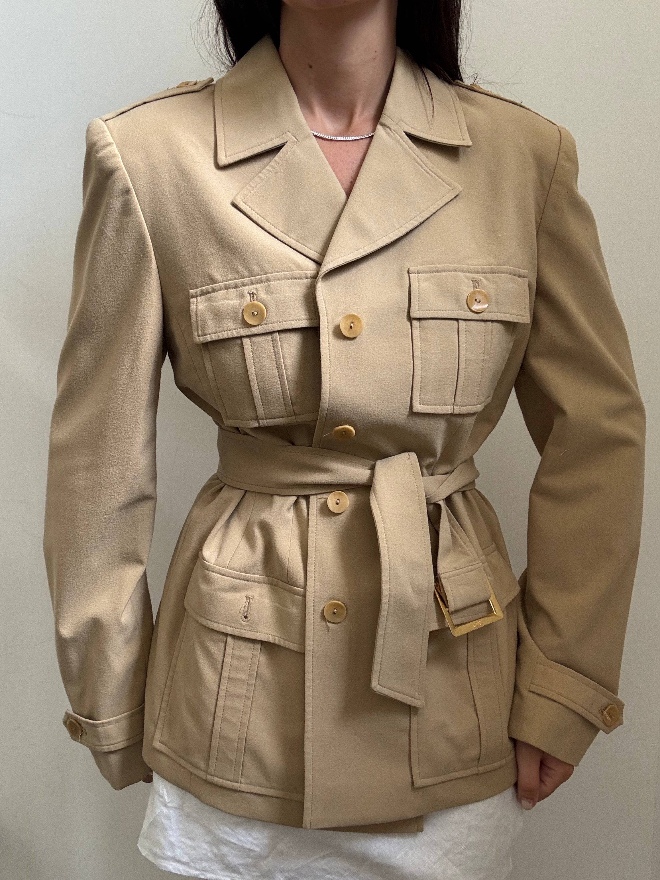 Vintage Tan Utility Jacket Size Medium